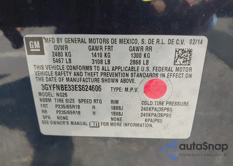 2014 Cadillac Srx Luxury Collection из США, поврежденный, VIN 3GYFNBE33ES624606